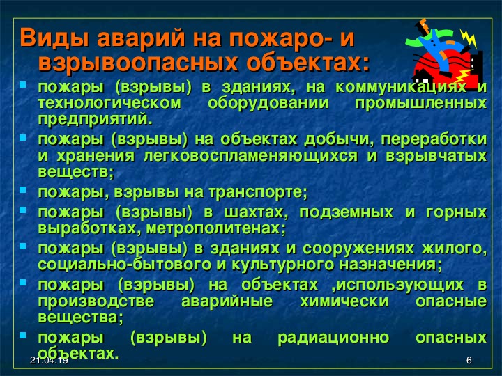 Аварии на пожаро и взрывоопасных объектах презентация