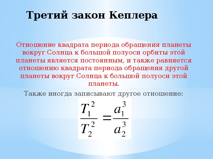 Второй закон кеплера