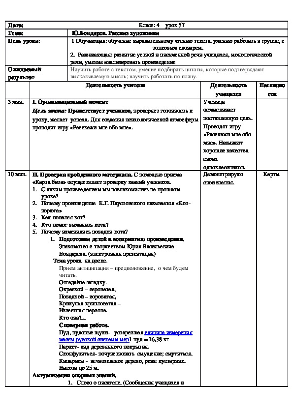 Обложка для материала Русская литература. 4 класс. Урок 57. Краткосрочный план.