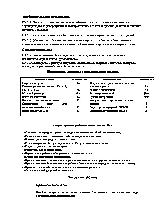 План практического занятия