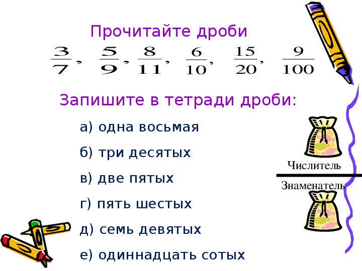 Как написать дроби в презентации