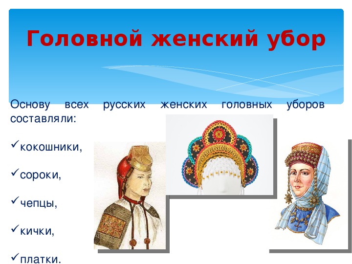 Русские головные уборы рисунок