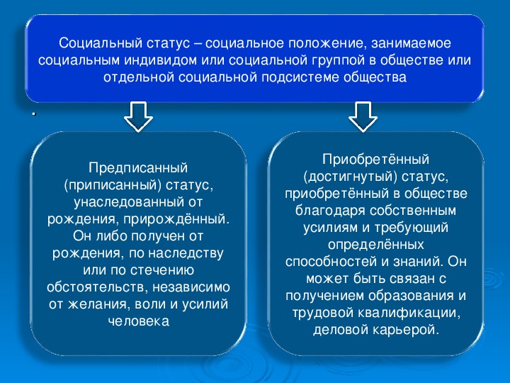 2 социальных статуса примеры