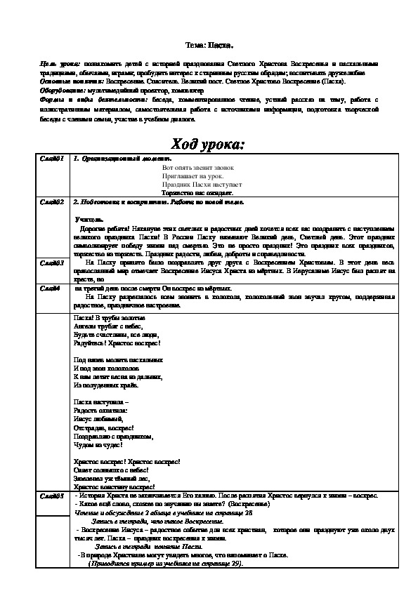 Обложка для материала Урок "Пасха"