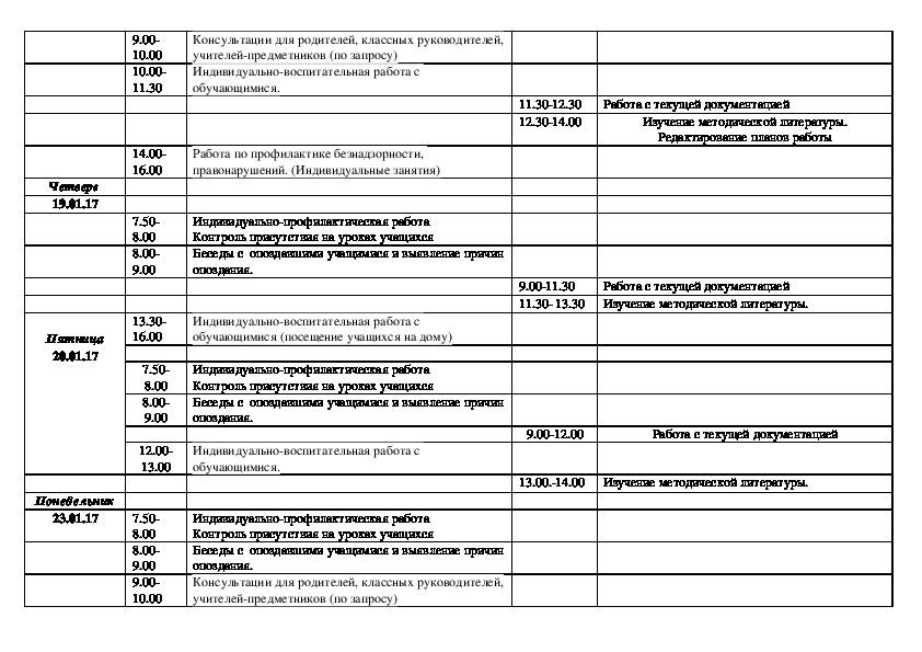 План работы социального педагога в школе на неделю