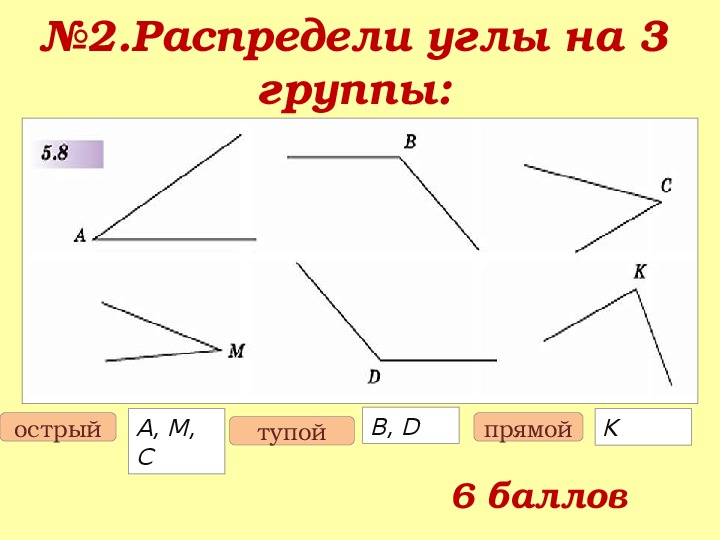 Рисунок острого прямого и тупого угла