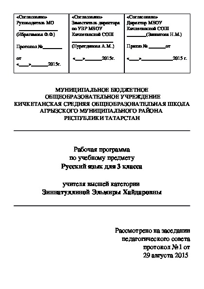Рабочие программы по предмету Русский язык для 1-4 классов
