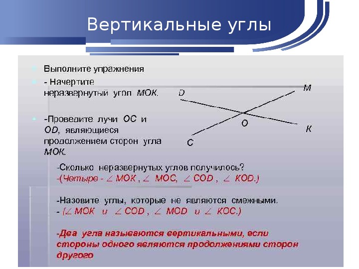 Вертикальные углы рисунок