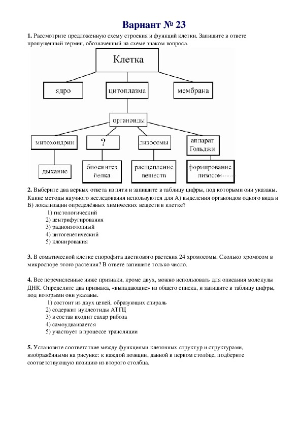 Открытый вариант биология егэ