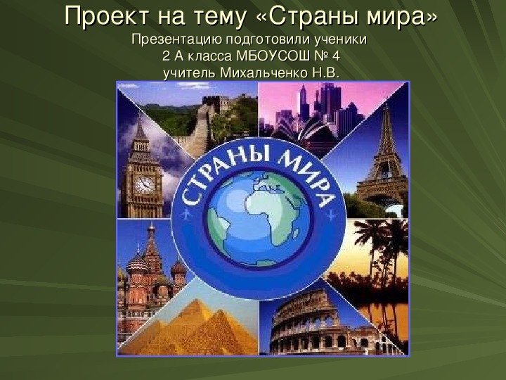 Презентация проекта на тему "Страны мира" (2-4 класс)