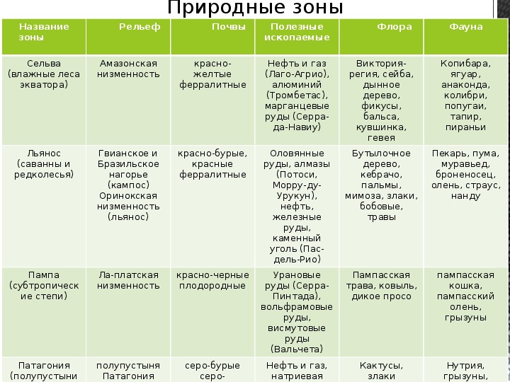 7 природных зон