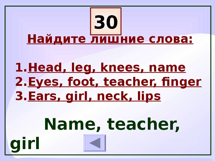 Английские слова голова. Text headings.