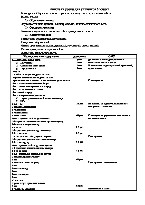 План конспект по гандболу 9 класс