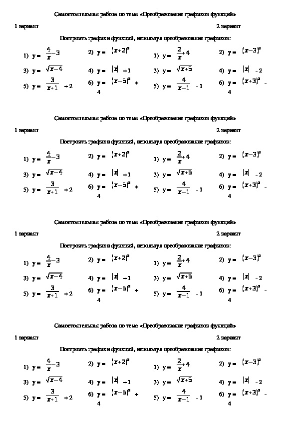 Самостоятельная работа по алгебре график. Задания по алгебре 8 класс. Преобразования Графика самостоятельная работа. Самостоятельная работа по алгебре 8 класс преобразование. Графики 8 класс Алгебра.