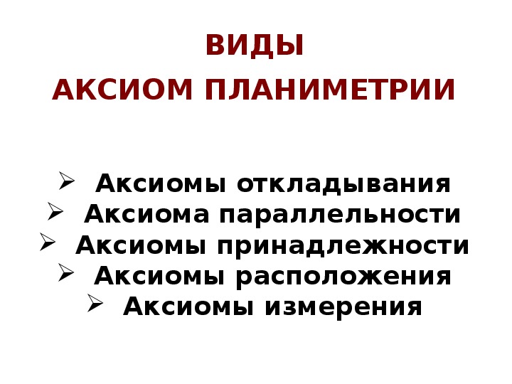 Презентация об аксиомах геометрии