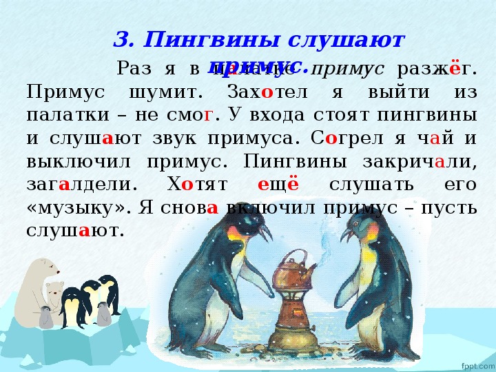Среди пингвинов есть и драчуны найти глагол. Текст любопытные пингвины. Изложение про пингвина 5 класс. Презентация к изложению три весны.