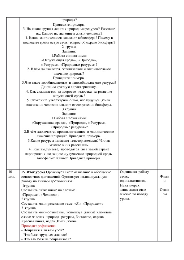 Урок по предмету естествознание "Окружающая среда и место человека в ...