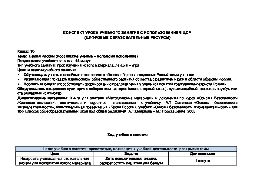 План конспект профориентационного мероприятия