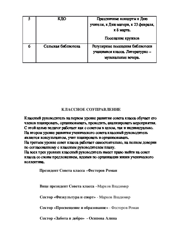 План заседаний штаба воспитательной работы