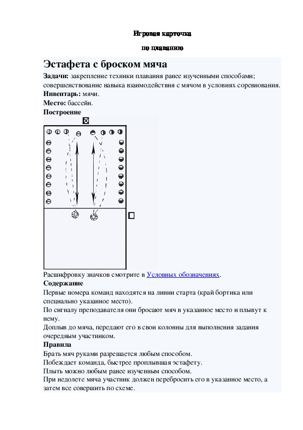 Игровая карточка "Эстафета с броском мяча"