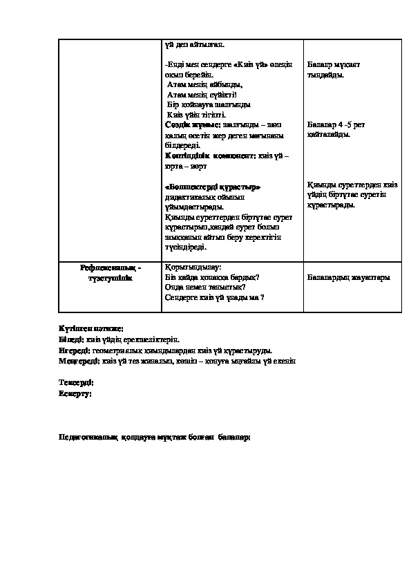 Мен тұратын көше технологиялық карта