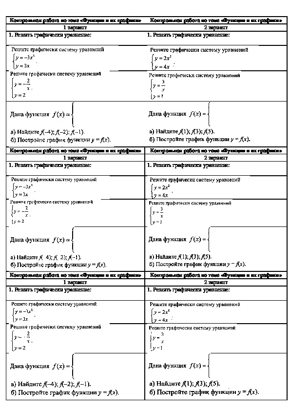 Контрольная работа по алгебре "Функции и их графики" (8 класс)
