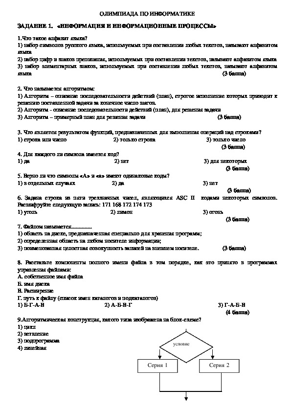 Олимпиада по информатике