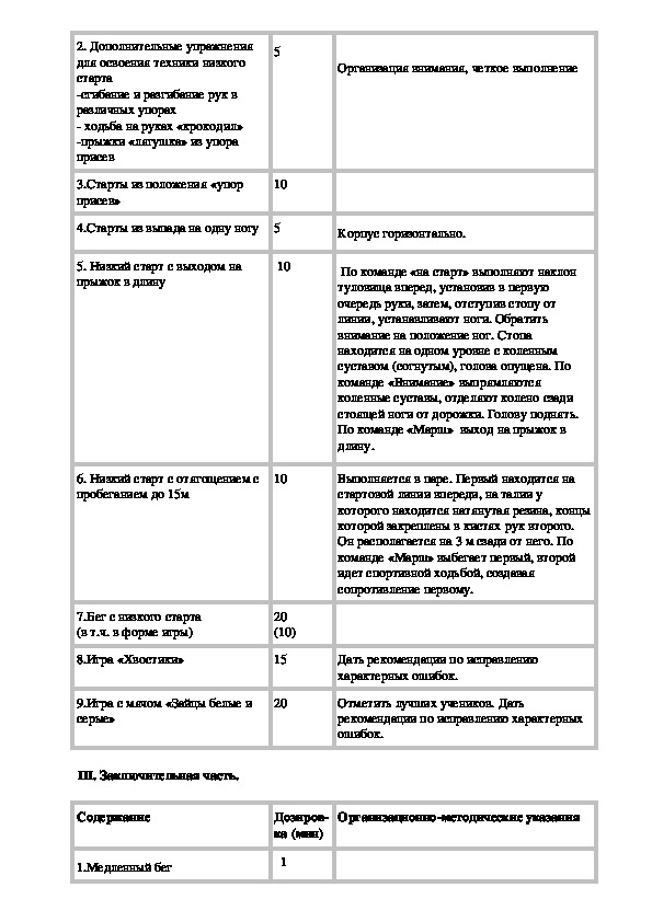 Легкая атлетика месячный план тренировок