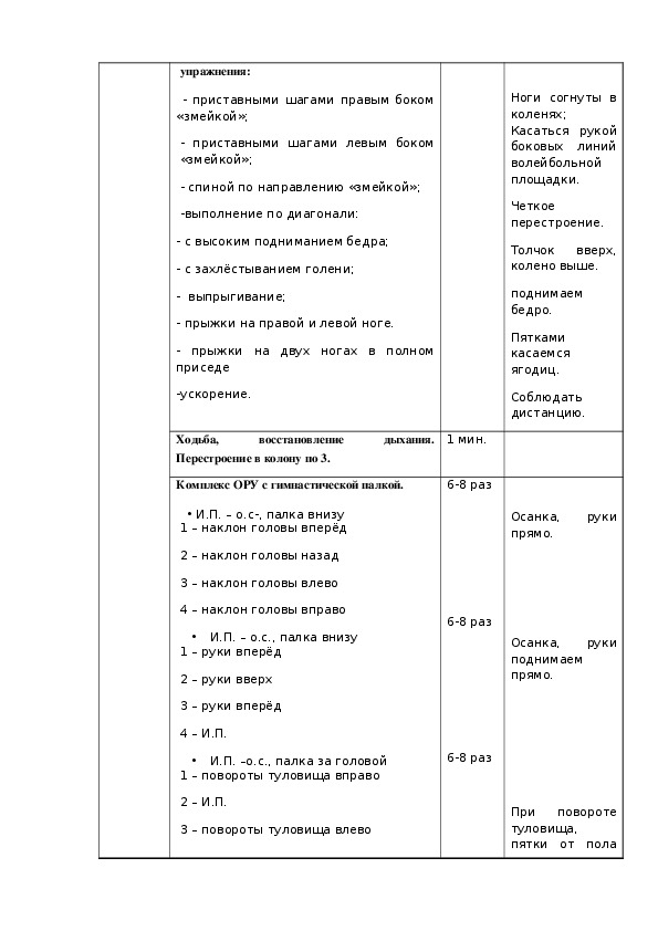 План конспект урока по волейболу 8 класс