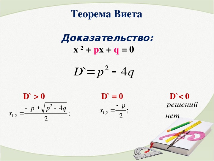 Теорема виета алгебра 8 класс