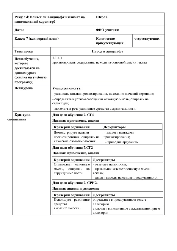 Обложка для материала Русский язык в казахстанской школе. 7 класс. Тема урока: "Влияние климата на характер человека"
