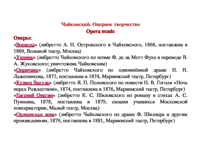 Обложка для материала Чайковский. Оперное творчество Opera music