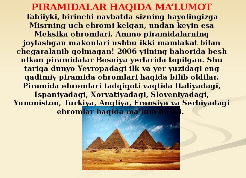 Taqdimot "Piramida"