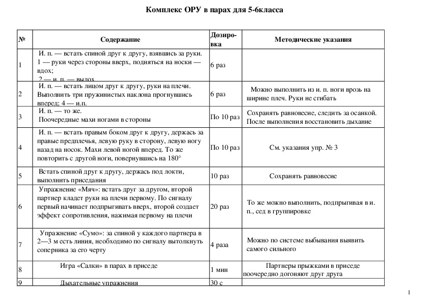 План конспект утренней зарядки