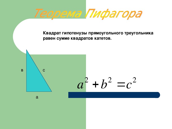 Презентация к уроку по геометрии Теорема Пифагора