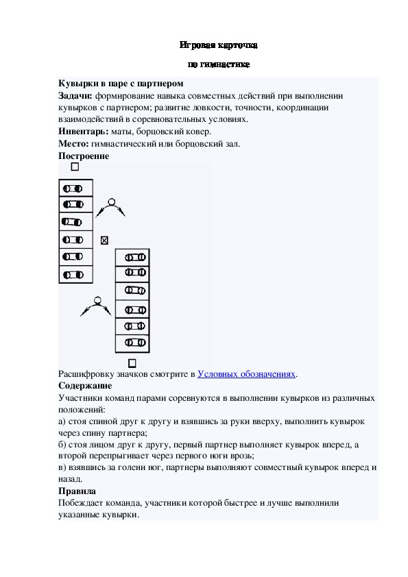 Игровая карточка "Кувырки в паре с партнером"