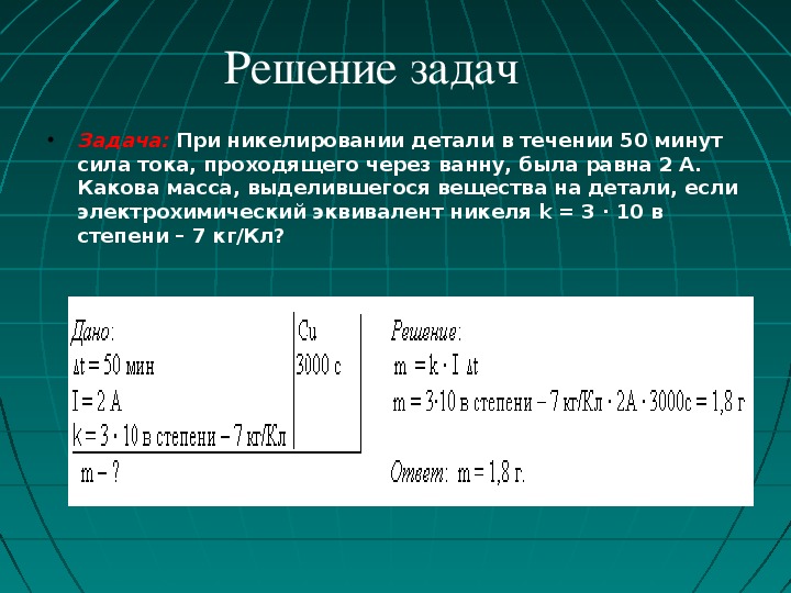 Физика 10 класс электрический ток в жидкостях закон электролиза презентация