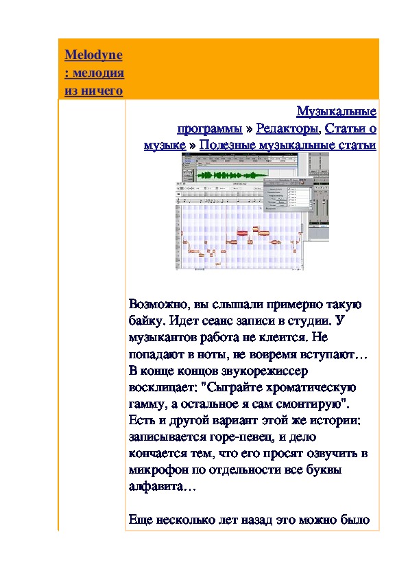 Обложка для материала Полезные музыкальные статьи:  Melodyne: мелодия из ничего