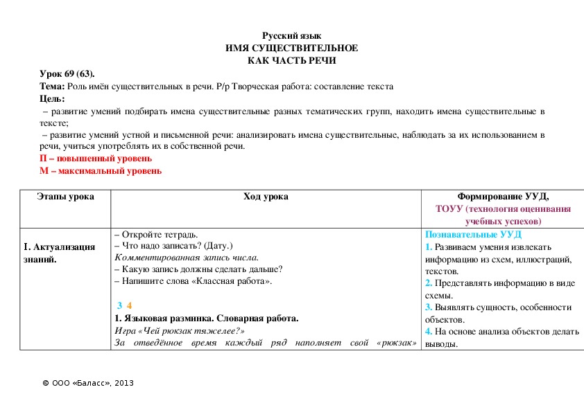 Обложка для материала Роль имён существительных в речи. Р/р Творческая работа: составление текста