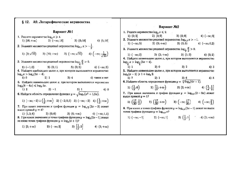 Тематические тесты  по математике(10-11 класс)
