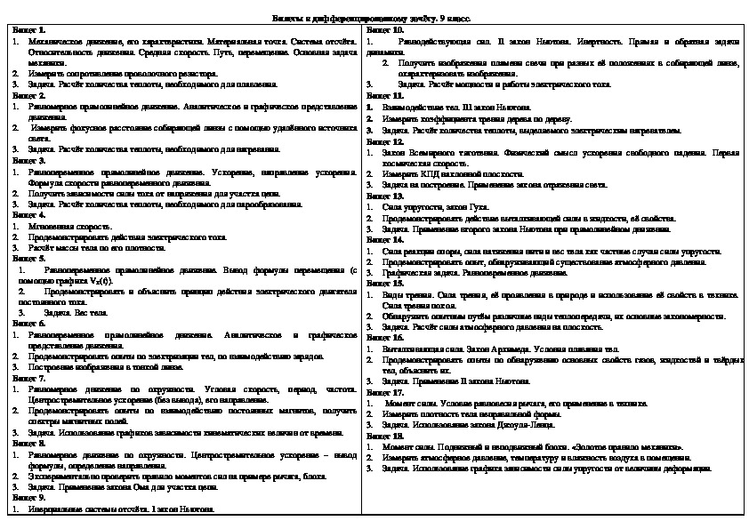 Экзаменационные билеты по физике. Экзаменационные билеты по физике 9 класс. Билет по физике 11 класс.