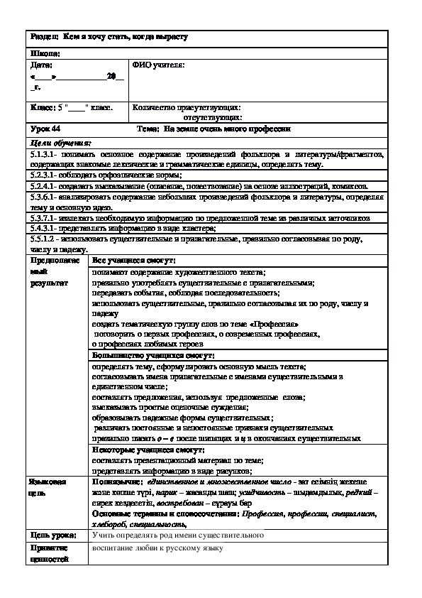 Обложка для материала Русская литература 5 класс Тема:  На земле очень много профессии