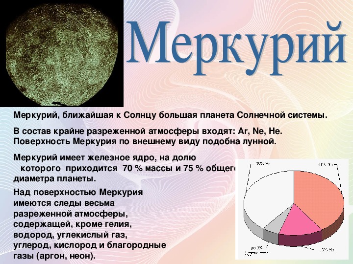 Атмосфера меркурия. Химический состав Меркурия. Меркурий атмосфера и её состав.